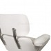 Lounge Chair and Ottoman White Leather White Wood